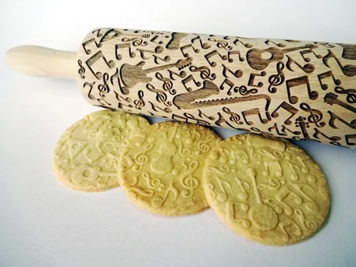 Miniatura 3 de INSTRUMENTOS MUSICALES EMBOSSING ROLLING PIN CON NOTAS E INSTRUMENTOS MUSICALES GRABADO LÁSER PARA GALLETAS REGALO PARA MÚSICO