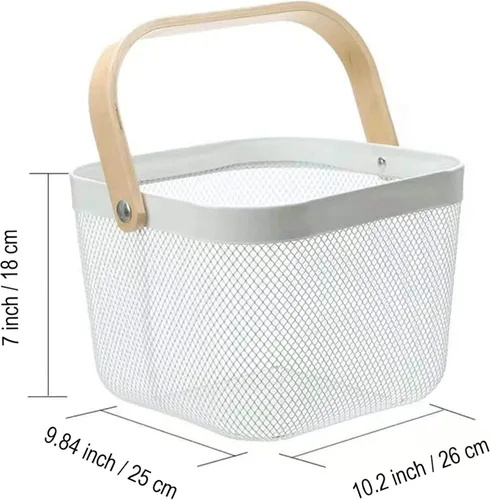 Miniatura 3 de AJIODA Paquete de 3 cestas de acero de malla metálica, cesta organizadora de almacenamiento, cesta de cocina colgante multifuncional, cesta de Blanco
