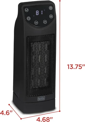Miniatura 6 de BLACK+DECKER Calentador de espacio oscilante, calentador portátil con control remoto, calentador de espacio pequeño de cerámica con dos ajustes