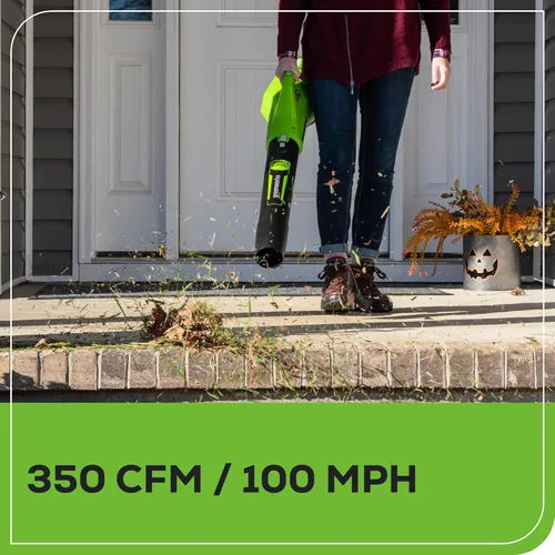 Miniatura 4 de Greenworks - Soplador de hojas axial inalámbrico de 40 V (100 m/hr, 350 CFM), incluye batería de 2.0 Ah y cargador