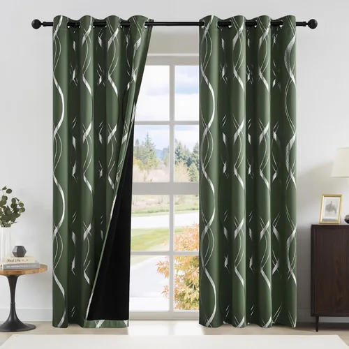 Miniatura 88 de NICETOWN Paneles de Cortinas Opacas para Dormitorio - Tratamiento de Ventanas con Aislamiento Térmico, Ojales Sólidos, Cortinas Opacas con Diseño