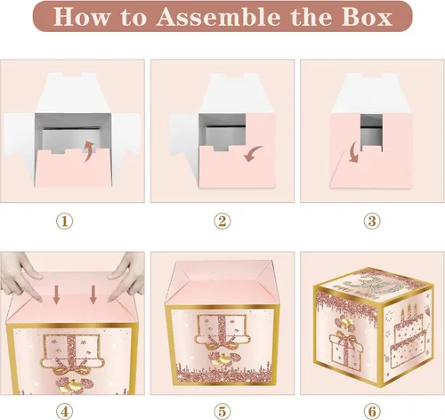 Miniatura 6 de Guiruiy 3 piezas de cajas de decoración para el 30 cumpleaños de mujeres, cajas de globos de cumpleaños de 30 años en rosa y oro rosa, decoración