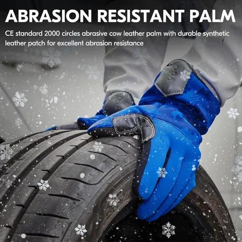 Miniatura 4 de Vgo... Winter Work Gloves for Men,Cold Weather Waterproof Gloves,Freezer Use,Cow Leather,Touchscreen(CA9790FW)