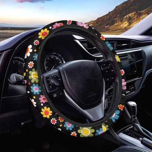 Miniatura 23 de Funda de volante de 15 pulgadas, naranja, para automóvil - Fundas de volante de auto de Batimóvil, accesorios de Halloween, de neopreno, Murciélago