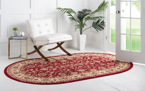 Miniatura 3 de Unique Loom Sialk Hill Collection - Alfombra de área - Washington (5 pies x 8 pies, ovalada, borgoña/crema)