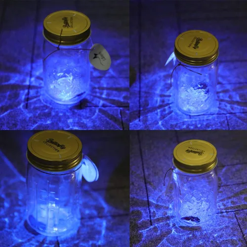 Miniatura 6 de Mariposa en un frasco de cristal, tarro de lámpara LED Hsxxf con mariposa animada en un tarro para activar la decoración de regalo (rojo)