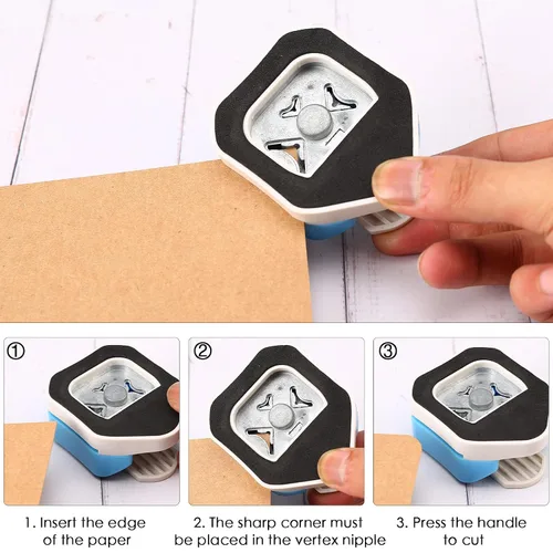 Miniatura 4 de Perforadora de esquinas redondeadas de 3 vías, 4 mm, 7 mm, 10 mm, 3 en 1, cortador de esquinas para manualidades de papel, laminador, cartulina