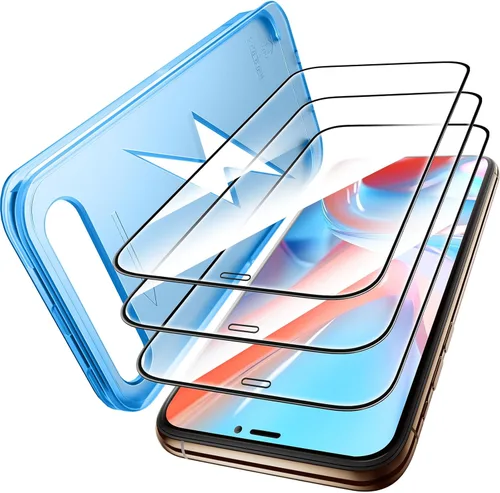 Mkeke Protector de pantalla para iPhone XS, paquete de 3, [dureza 9H+] [protección contra caídas de grado militar] [tacto sensible] [fácil