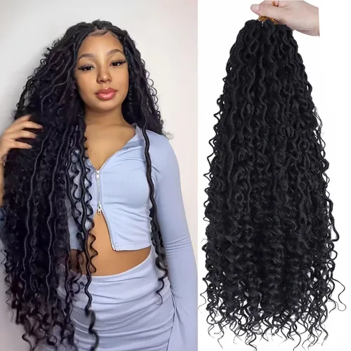 Miniatura 25 de LMZIM Cabello de ganchillo Goddess Locs de 14 pulgadas, 8 paquetes de Faux Locs trenzas de ganchillo para mujeres negras, cabello de ganchillo #2