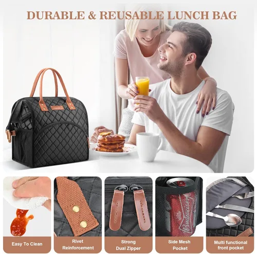 Miniatura 5 de LOKASS - Lonchera con aislamiento para mujeres y hombres - Bolsa de almuerzo reutilizable de 10 L para mujeres - Bolsa térmica con asa superior