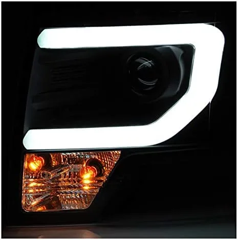 Miniatura 4 de Lámparas Zmautoparts para faro delantero de proyección con barra DRL, color negro, 2 unidades, Carcasa negra con lente transparente