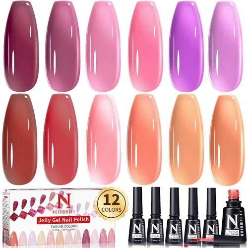 Miniatura 21 de Kit de esmalte de uñas de gel, 12 colores brillantes con purpurina 9D camaleón ojo de gato, juego de esmalte de uñas de gel con base de luz