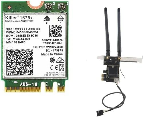 AX1675x Killer Series Kit Wi-Fi 6E de escritorio | 2.4 Gbps | Soporte Bluetooth 5.3 | PCIe x4 | Tri Band 2.4/5/6 GHz No vPro AX210.NGWG.NVX (Wi-Fi