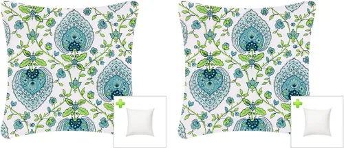 Miniatura 15 de Paquete de 2 cojines decorativos impermeables para exteriores con insertos para muebles de patio, cojines cuadrados de 18 x 18 pulgadas, resistentes