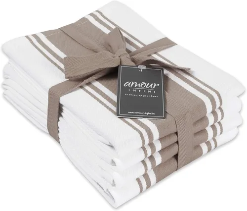 AMOUR INFINI Toallas de cocina 100% algodón, paquete de 4, altamente absorbentes, de secado rápido, toallas de cocina a rayas de primera calidad