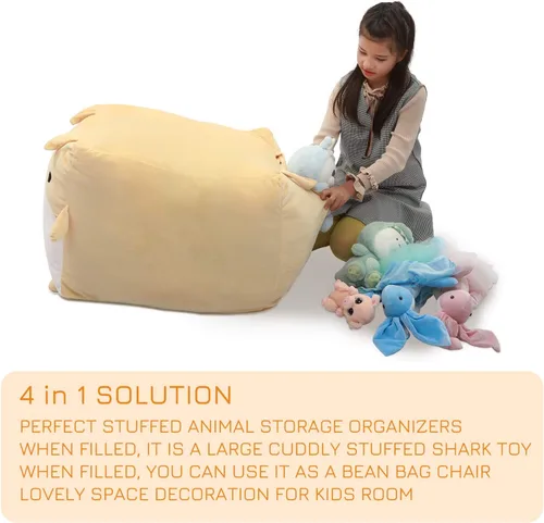 Miniatura 4 de Funda para puf de almacenamiento de animales de peluche para niños, lindo puf para niñas, tamaño grande, organizador de juguetes, solo sin relleno