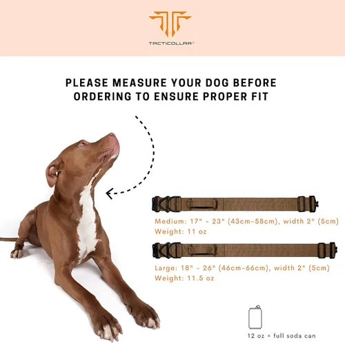 Miniatura 7 de Tacticollar - Collar táctico para perro de 2 pulgadas con asa para perros medianos y grandes, collar de nailon Mil Spec, hebilla de metal de Negro