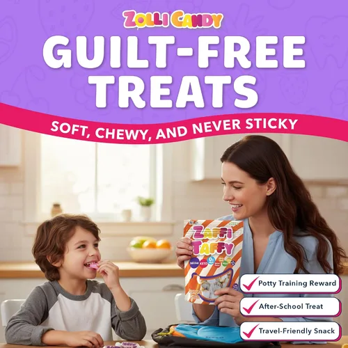 Miniatura 5 de Zaffi Taffy Dulces Sin Azúcar - Sin Colorantes, Keto y Apto para Diabéticos, Golosinas Aprobadas por Dentistas para Niños (Crema de Naranja 5.0 oz)