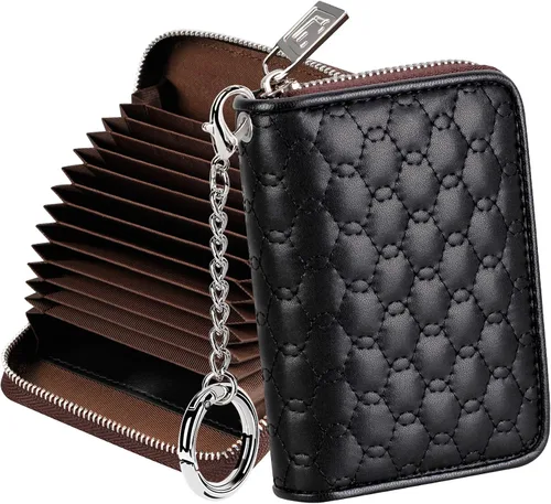 FurArt Cartera con Cremallera para Mujeres, Cartera con Bloqueo RFID para Tarjetas de Crédito, Portador de Tarjetas de Presentación, Cartera Llavero