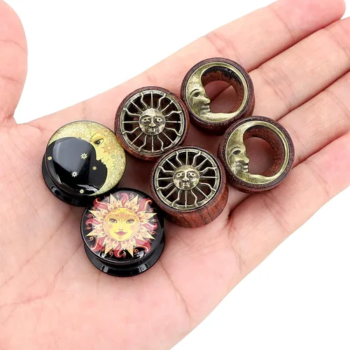 Miniatura 2 de Juego de expansores Qmcandy para oreja, de madera orgánica y acrílico, de 0 g a 34 pulgadas
