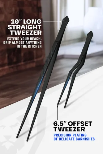 Miniatura 3 de Dalstrong Juego de Pinzas Profesionales para Alimentos y Pinzas de Cocina de 2 piezas (6.5" y 10") - Alta Precisión, Recubrimiento de Titanio Negro