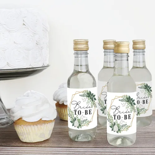 Miniatura 3 de Big Dot of Happiness Boho Botanical Bride - Mini calcomanías para botellas de vino y champán, regalo de despedida de soltera y fiesta de boda