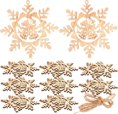 EXCEART 1 Unidades Decoración del hogar de Navidad Bola Hueca de Madera Colgante de Madera Copos de Nieve Adornos DIY Colorear Juguete Navidad Copos