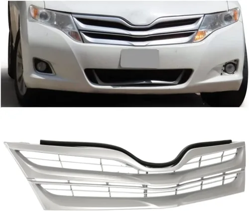 Miniatura 8 de HECASA Moldura de rejilla delantera compatible con Toyota Venza 2013-2016 de repuesto de moldura de parachoques pintada plateada para TO1044113