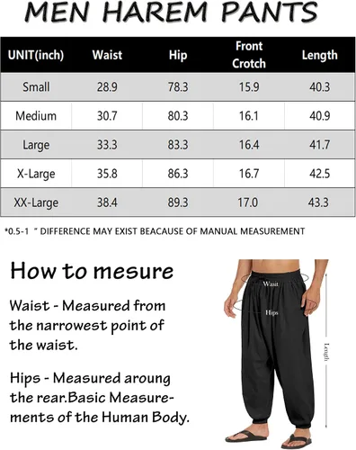 Miniatura 6 de COOFANDY Pantalones harén de algodón para hombre, casuales, holgados, de lino, hippie