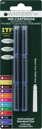 Miniatura 16 de Monteverde Cartucho de tinta estándar, negro, paquete de 12 (G303BK)