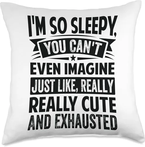 Miniatura 5 de Funny Quotes - Fun Sayings - Memes And Jokes I'm So Sleepy, You Can't Even Imagine-Cute and Exhausted, almohada de 16 x 16 pulgadas, multicolor