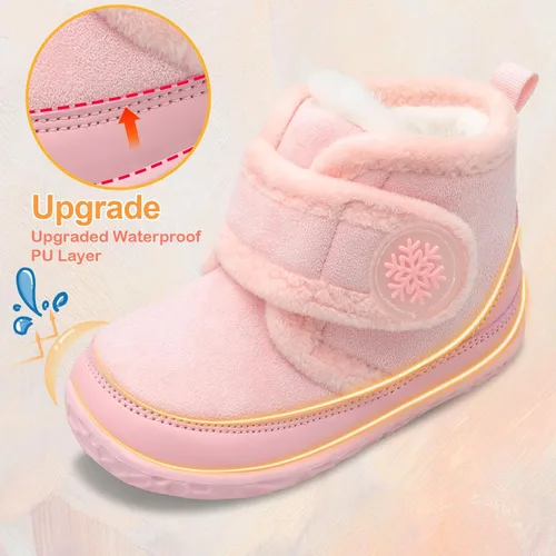 Miniatura 2 de Scurtain Pantuflas para niños pequeños, zapatos de casa para niña, con fondo duro, botas de invierno para bebé, zapatos cómodos para caminar