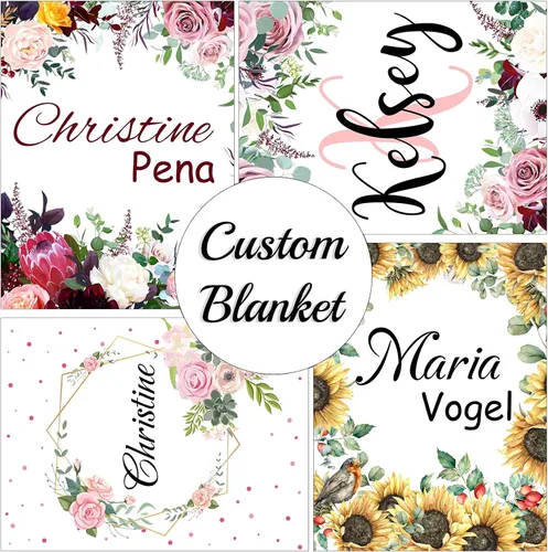 Miniatura 6 de Manta de bebé personalizada con nombre para niñas, mantas con nombre de bebé floral personalizadas para bebés, recién nacidos