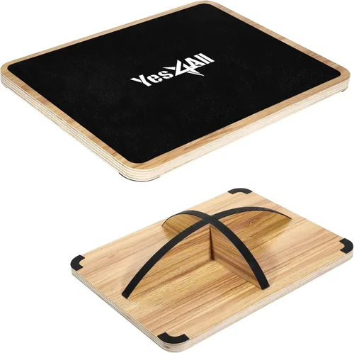 Miniatura 11 de Yes4All Tabla de equilibrio de madera profesional de 350 libras para entrenamiento de piernas, tabla basculante antideslizante, tabla oscilante