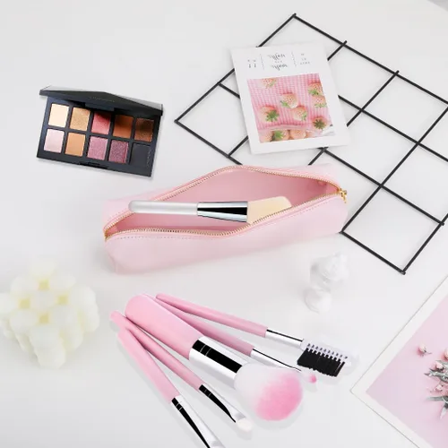 Miniatura 5 de Oyachic Estuche para lápices de piel sintética, bolsa de maquillaje cosmética, bolsa pequeña para bolígrafos, caja de almacenamiento con cremallera