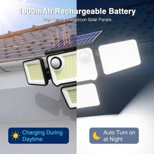 Miniatura 7 de Luces Solares para Exteriores Impermeables de 4500LM, 254 Luces LED Solares Reflectoras para Exteriores con 2 Sensores de Movimiento, Luz