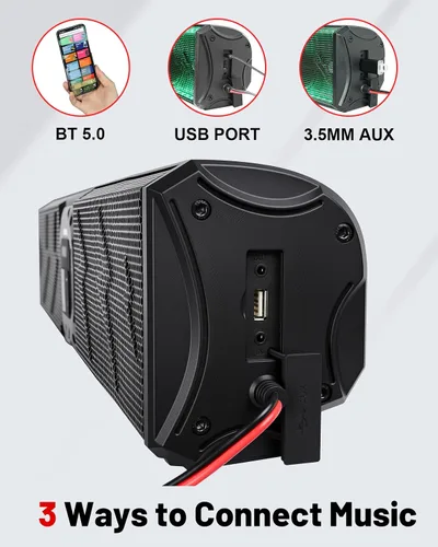 Miniatura 7 de StarknightMT Barra de sonido UTV de 26 pulgadas, TWS, altavoz Bluetooth, barra de sonido para carrito de golf, barra de sonido SxS impermeable