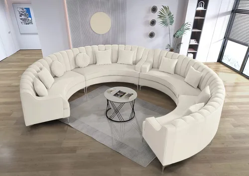 Miniatura 12 de Legend Vansen L - Sofá de terciopelo semicírculo de 141.34 pulgadas, sofá modular curvado de gran tamaño para sala de estar, oficina, apartamento