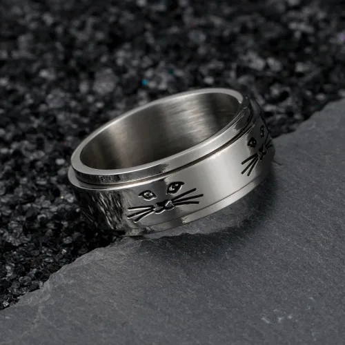 Miniatura 6 de ALEXTINA Anillo giratorio de acero inoxidable para hombre y mujer, 0.315in