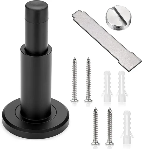Sumnacon Tope de puerta ajustable y resistente, tope de puerta moderno de acero inoxidable con amortiguador de goma, tope de puerta de metal montado