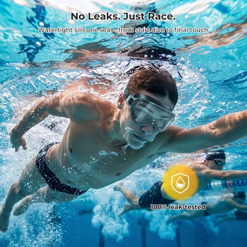 Miniatura 5 de Aegend Gafas de natación para adultos, paquete de 2 unidades, sin marco, 180°, visión amplia, antiniebla, UV, a la moda, para hombres y mujeres