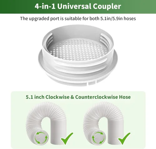 Miniatura 5 de Kit de ventilación portátil para puerta corredera de aire acondicionado con filtro de acoplador 4 en 1, ventilación de CA de puerta corredera