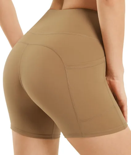 Miniatura 2 de Persit - Pantalones cortos de yoga de cintura alta para mujer con bolsillos laterales e interiores, no transparentes, pantalones cortos atléticos
