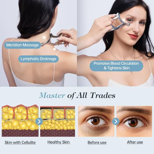 Miniatura 6 de Herramientas faciales del masaje del Gua Sha del metal, peine del masaje del cuero cabelludo para la cabeza Hollow Handle & Massage Heads Deeply