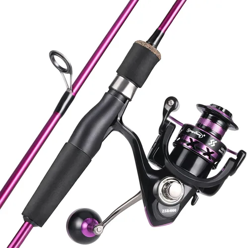 Miniatura 12 de Sougayilang Fishing Rod and Reel Combo, Stainless Steel Guides Fishing Pole with Spinning Reel Combo for Saltwater and Freshwater Azul - M/MH Twin