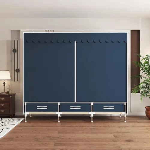 Miniatura 8 de Armario portátil duradero y fácil de montar, resistente con cubierta de tela no tejida, lo mejor para dormitorio y fácil almacenamiento y Azul-A