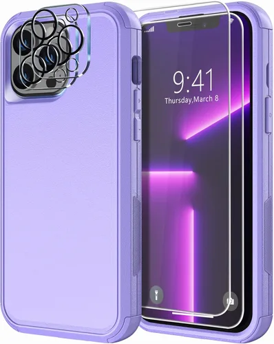 Miniatura 10 de Diverbox Funda diseñada para iPhone 13 Pro con protector de pantalla para lente de cámara, resistente a los golpes, resistente a los golpes