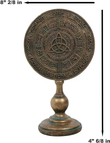 Miniatura 2 de Ebros Gift Wicca Paranormal Celta Sabbat Rune Symbols Triqueta Triquetra Knotwork Wheel of the Year Escritorio Figurine Stand Escultura Pagan Witch