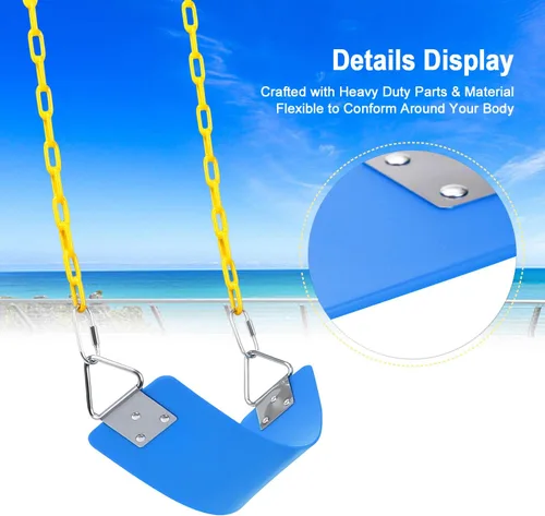 Miniatura 7 de AGPTEK Juego de Columpio, Asiento con Cadenas Antióxido de 66 Pulgadas con Revestimiento Termoplástico, Soporta 250 lb, Accesorios de Cojín de Azul