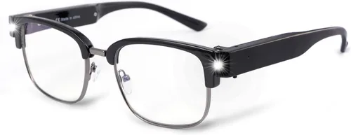 OKH Gafas de lectura con marco de metal ligero, lupa, lentes de lectura recargables brillantes para hombres y mujeres